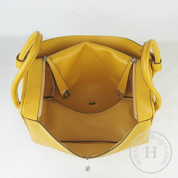 Hermes Lindy 34cm 6208 Yellow Calfskin Leather With Silver Hardware - Click Image to Close