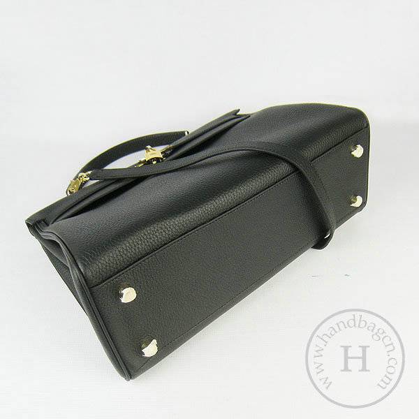 Hermes Mini Kelly 35cm Pouchette 6308 Black Calfskin Leather With Gold Hardware