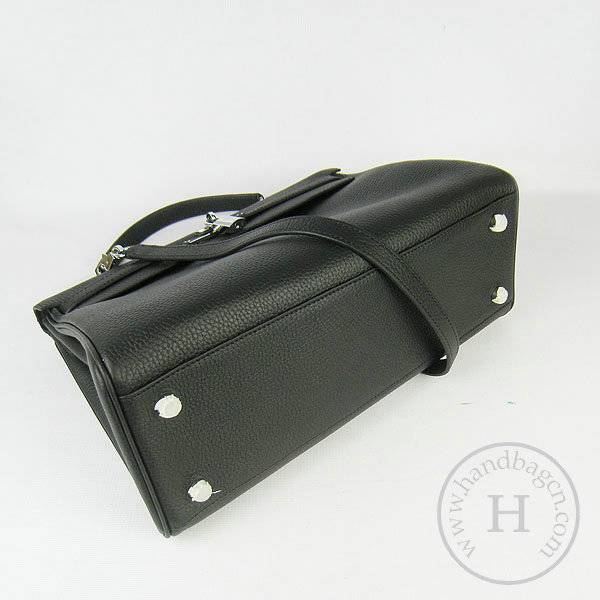 Hermes Mini Kelly 35cm Pouchette 6308 Black Calfskin Leather With Silver Hardware