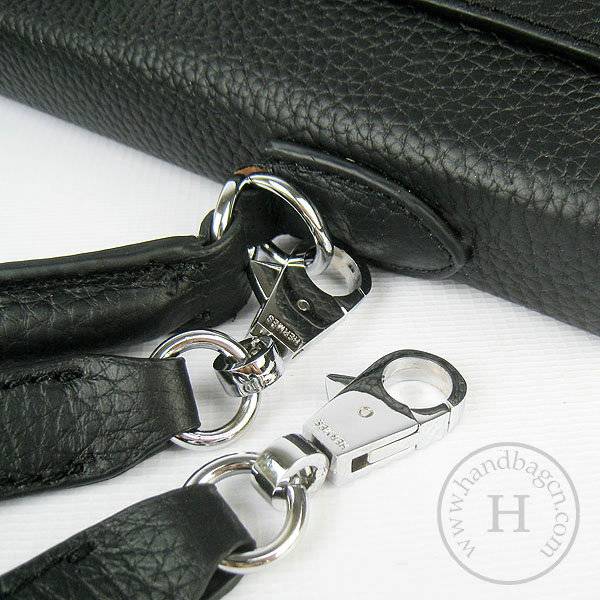 Hermes Mini Kelly 35cm Pouchette 6308 Black Calfskin Leather With Silver Hardware - Click Image to Close