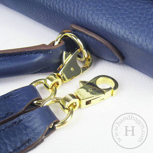 Hermes Mini Kelly 35cm Pouchette 6308 Dark Blue Calfskin Leather With Gold Hardware