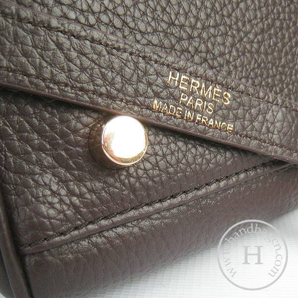 Hermes Mini Kelly 35cm Pouchette 6308 Dark Coffee Calfskin Leather With Gold Hardware