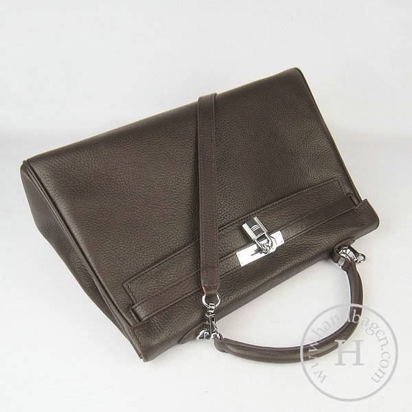 Hermes Mini Kelly 35cm Pouchette 6308 Dark Coffee Calfskin Leather With Silver Hardware