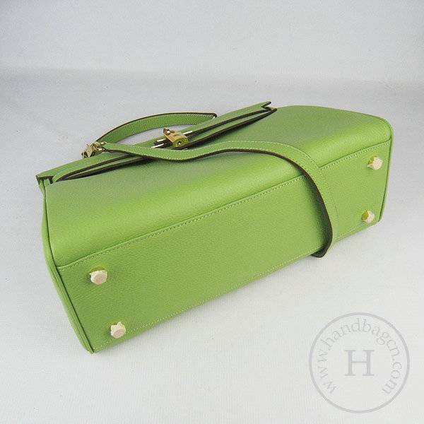 Hermes Mini Kelly 35cm Pouchette 6308 Green Calfskin Leather With Gold Hardware