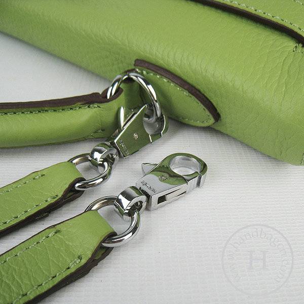 Hermes Mini Kelly 35cm Pouchette 6308 Green Calfskin Leather With Silver Hardware - Click Image to Close