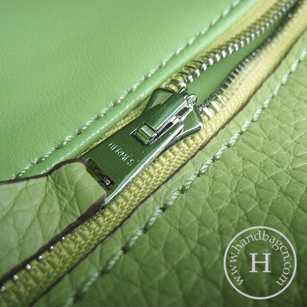 Hermes Mini Kelly 35cm Pouchette 6308 Green Calfskin Leather With Silver Hardware