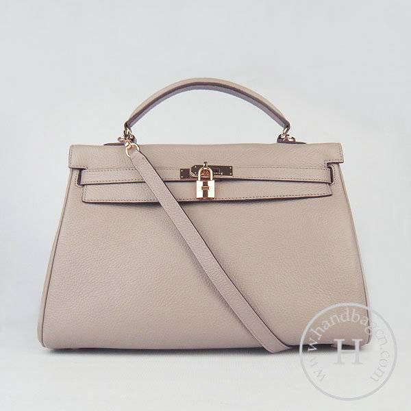 Hermes Mini Kelly 35cm Pouchette 6308 Gray Calfskin Leather With Gold Hardware - Click Image to Close