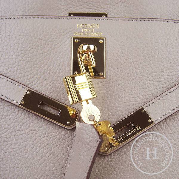 Hermes Mini Kelly 35cm Pouchette 6308 Gray Calfskin Leather With Gold Hardware - Click Image to Close