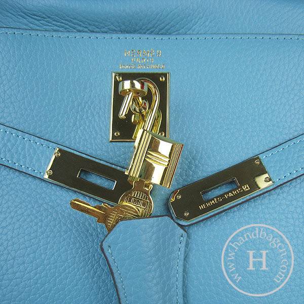 Hermes Mini Kelly 35cm Pouchette 6308 Light Blue Calfskin Leather With Gold Hardware - Click Image to Close