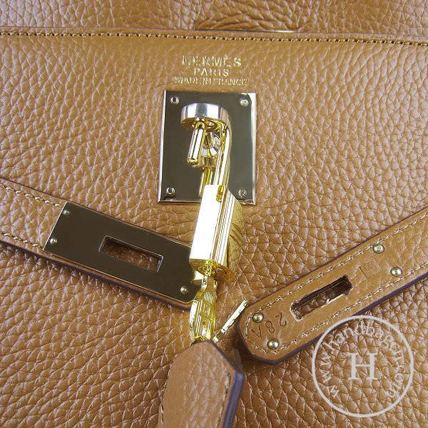 Hermes Mini Kelly 35cm Pouchette 6308 Light Coffee Calfskin Leather With Gold Hardware