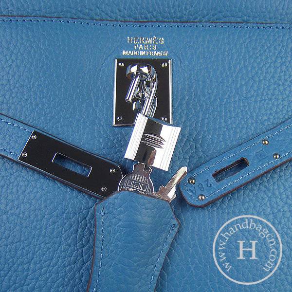 Hermes Mini Kelly 35cm Pouchette 6308 Medium Blue Calfskin Leather With Silver Hardware