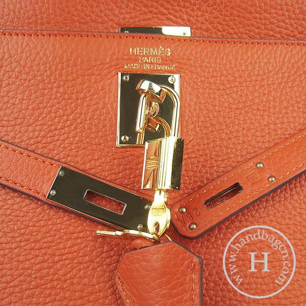 Hermes Mini Kelly 35cm Pouchette 6308 Orange Calfskin Leather With Gold Hardware - Click Image to Close