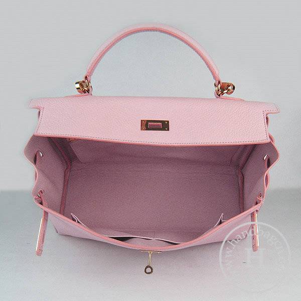 Hermes Mini Kelly 35cm Pouchette 6308 Pink Calfskin Leather With Gold Hardware - Click Image to Close