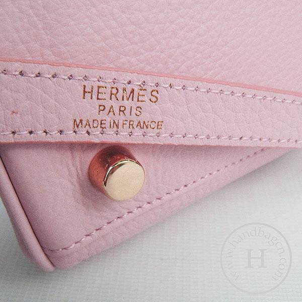 Hermes Mini Kelly 35cm Pouchette 6308 Pink Calfskin Leather With Gold Hardware