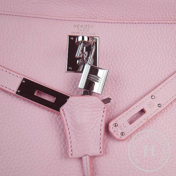 Hermes Mini Kelly 35cm Pouchette 6308 Pink Calfskin Leather With Silver Hardware - Click Image to Close