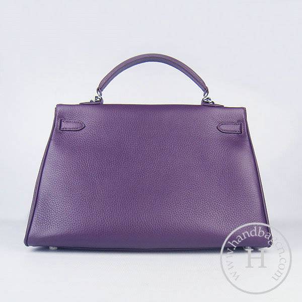 Hermes Mini Kelly 35cm Pouchette 6308 Purple Calfskin Leather With Silver Hardware