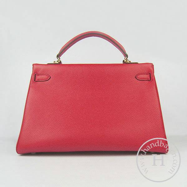 Hermes Mini Kelly 35cm Pouchette 6308 Red Calfskin Leather With Gold Hardware