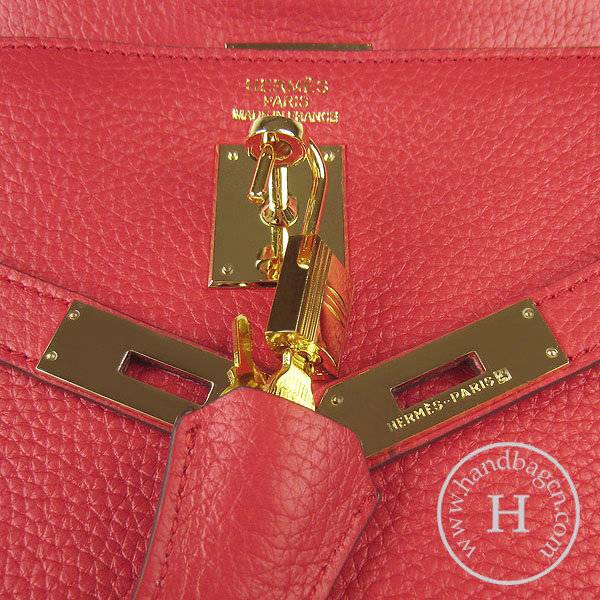 Hermes Mini Kelly 35cm Pouchette 6308 Red Calfskin Leather With Gold Hardware - Click Image to Close