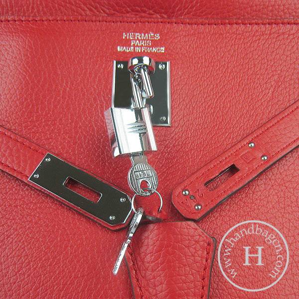 Hermes Mini Kelly 35cm Pouchette 6308 Red Calfskin Leather With Silver Hardware