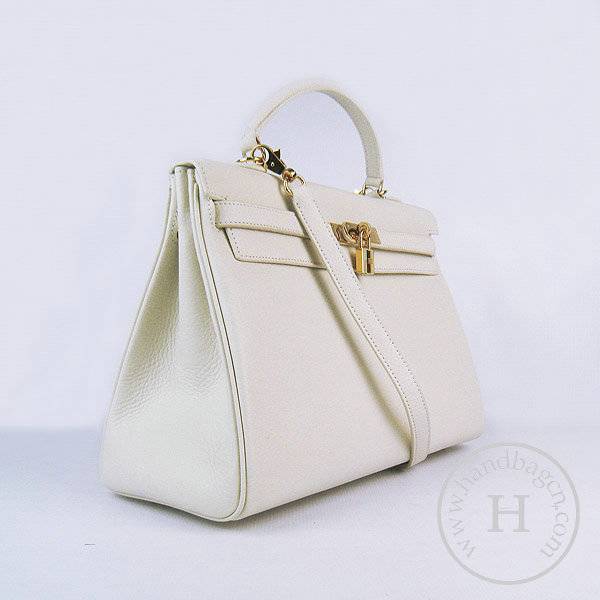 Hermes Mini Kelly 35cm Pouchette 6308 Cream Calfskin Leather With Gold Hardware - Click Image to Close