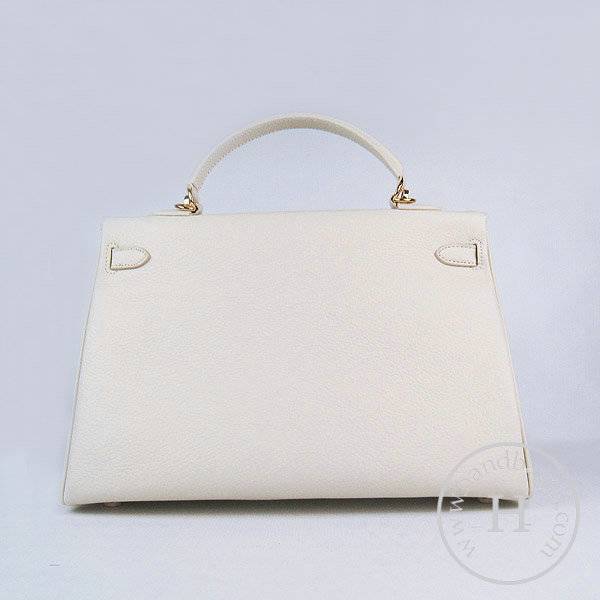 Hermes Mini Kelly 35cm Pouchette 6308 Cream Calfskin Leather With Gold Hardware