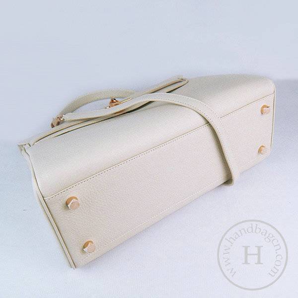 Hermes Mini Kelly 35cm Pouchette 6308 Cream Calfskin Leather With Gold Hardware