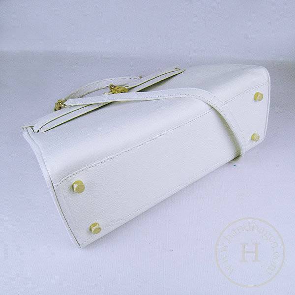 Hermes Mini Kelly 35cm Pouchette 6308 White Calfskin Leather With Gold Hardware