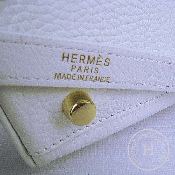 Hermes Mini Kelly 35cm Pouchette 6308 White Calfskin Leather With Gold Hardware - Click Image to Close