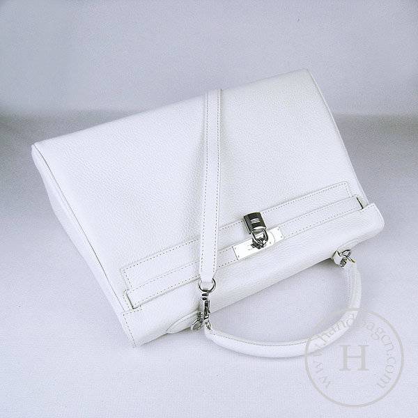 Hermes Mini Kelly 35cm Pouchette 6308 White Calfskin Leather With Silver Hardware