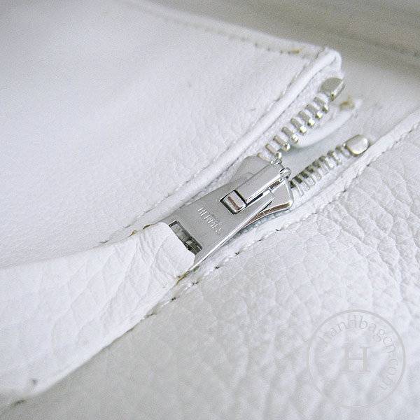 Hermes Mini Kelly 35cm Pouchette 6308 White Calfskin Leather With Silver Hardware - Click Image to Close