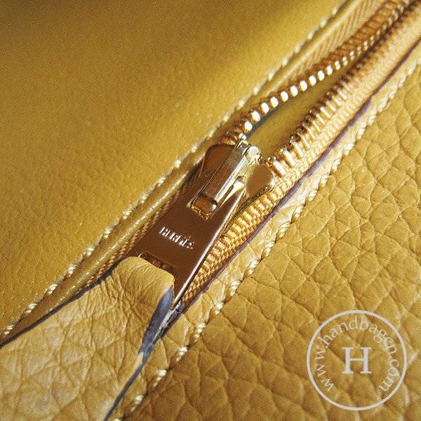Hermes Mini Kelly 35cm Pouchette 6308 Yellow Calfskin Leather With Gold Hardware - Click Image to Close