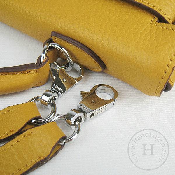Hermes Mini Kelly 35cm Pouchette 6308 Yellow Calfskin Leather With Silver Hardware
