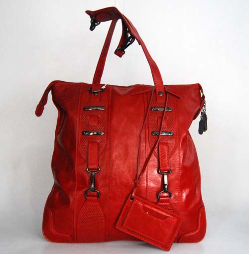 Balenciaga 7747 Red Oil Leather Medium Bag