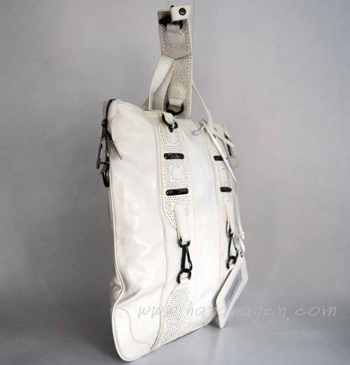Balenciaga 7747 White Oil Leather Medium Bag - Click Image to Close