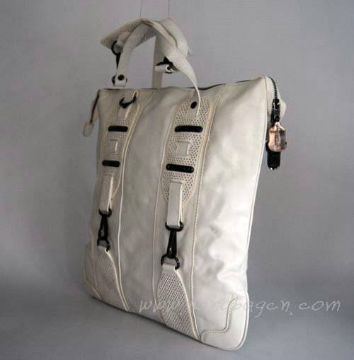 Balenciaga 7747 White Oil Leather Medium Bag