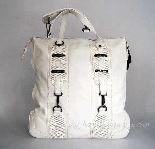Balenciaga 7747 White Oil Leather Medium Bag