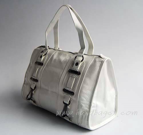 Balenciaga 8386 White Oil Leather Medium Bag