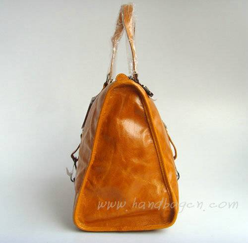 Balenciaga 8388 Tan Oil Leather Medium Bag