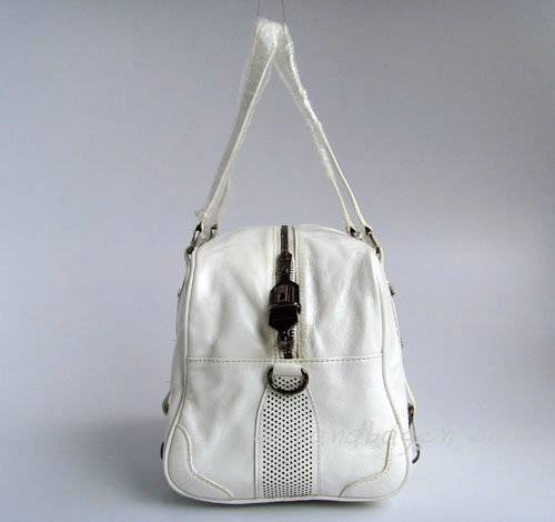 Balenciaga 8389 White Oil Leather Medium Bag