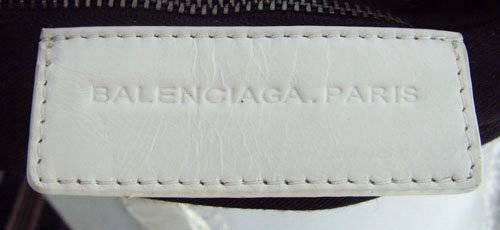 Balenciaga 8389 White Oil Leather Medium Bag - Click Image to Close