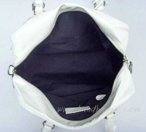 Balenciaga 8390 White Oil Leather Medium Bag - Click Image to Close