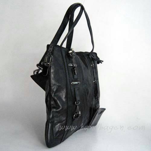 Balenciaga 8391 Black Oil Leather Medium Bag