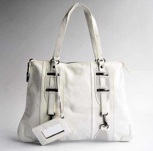 Balenciaga 8392 White Oil Leather Medium Bag
