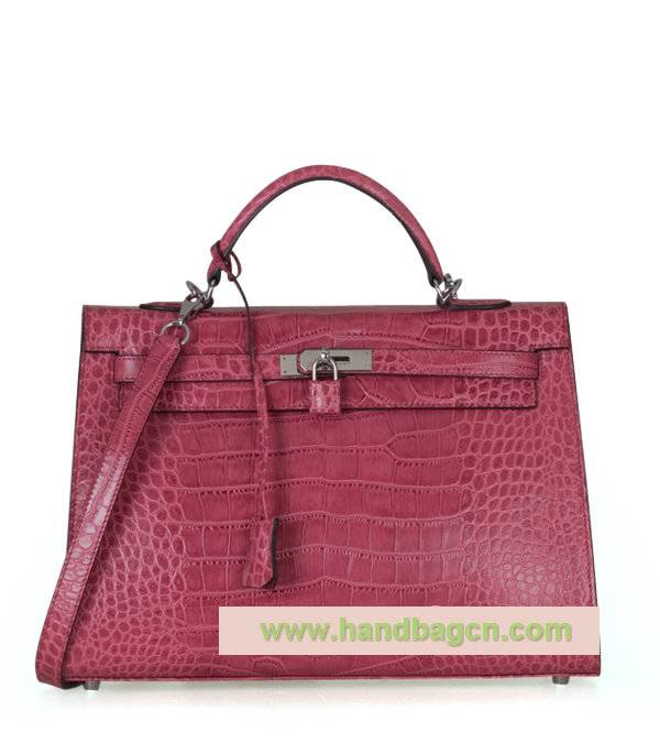 Hermes 9905f Mini Kelly Pouchette Crocodile Skin Leather Handbag