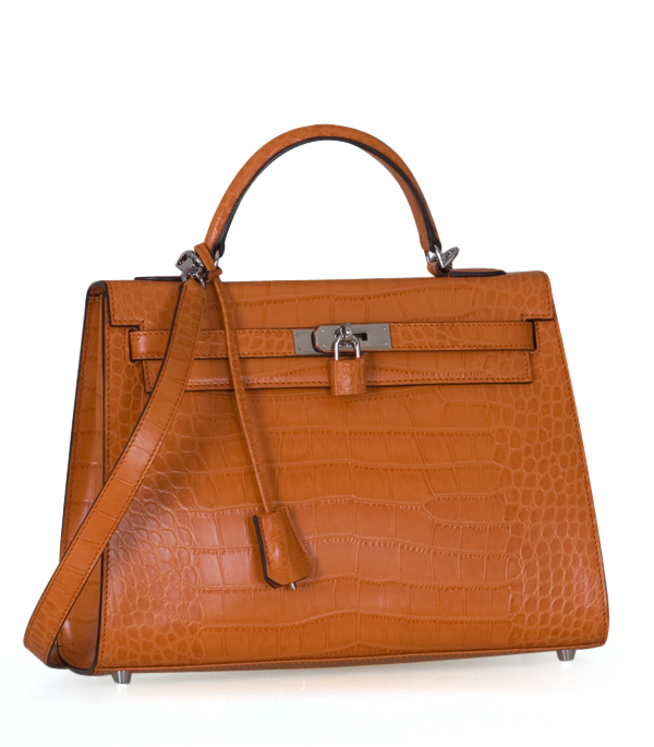 Hermes 9905m Mini Kelly Pouchette Crocodile Skin Leather Handbag