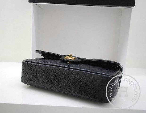 Chanel A1112 Designer Handbag Black Original Caviar Leather With Gold Hardware - Click Image to Close