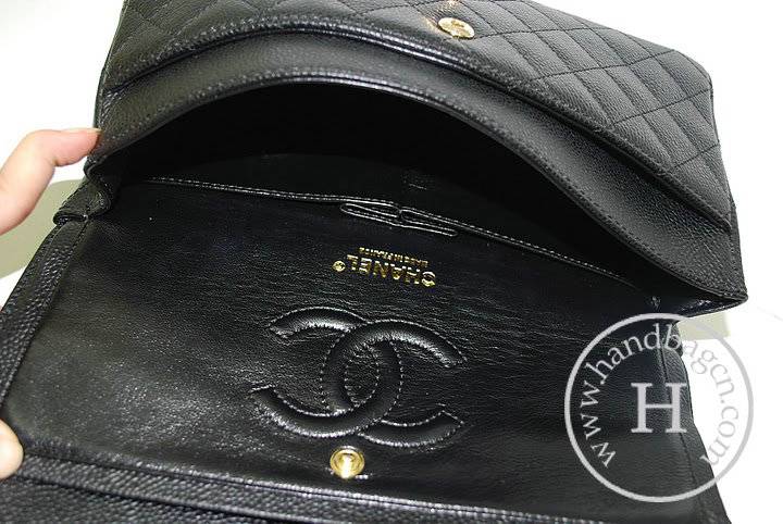 Chanel A1112 Designer Handbag Black Original Caviar Leather With Gold Hardware