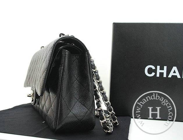 Chanel A1112 Designer Handbag Black Original Caviar Leather With Silver Hardware