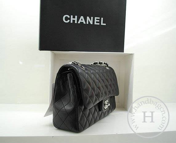 Chanel A1112 Designer handbag Black Original Lambskin Leather With Silver Hardware - Click Image to Close