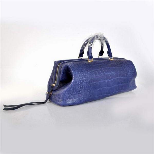 Celine Original Crocodile Leather Tote Bag - 348 Blue - Click Image to Close